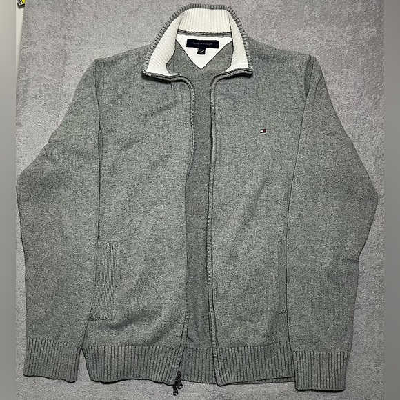 Tommy Hilfiger Grey Zip Up Sweater - Picture 2 of 6